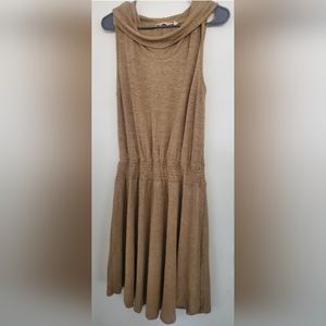 Soft Surroundings Tan Kerry Knit Dress Cowl Neck Sleeveless Size PM